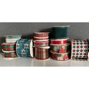 LOT OF Vtg Holiday Fabric Ribbon Bow Patchwork Country Variety Brands Some NOS‎